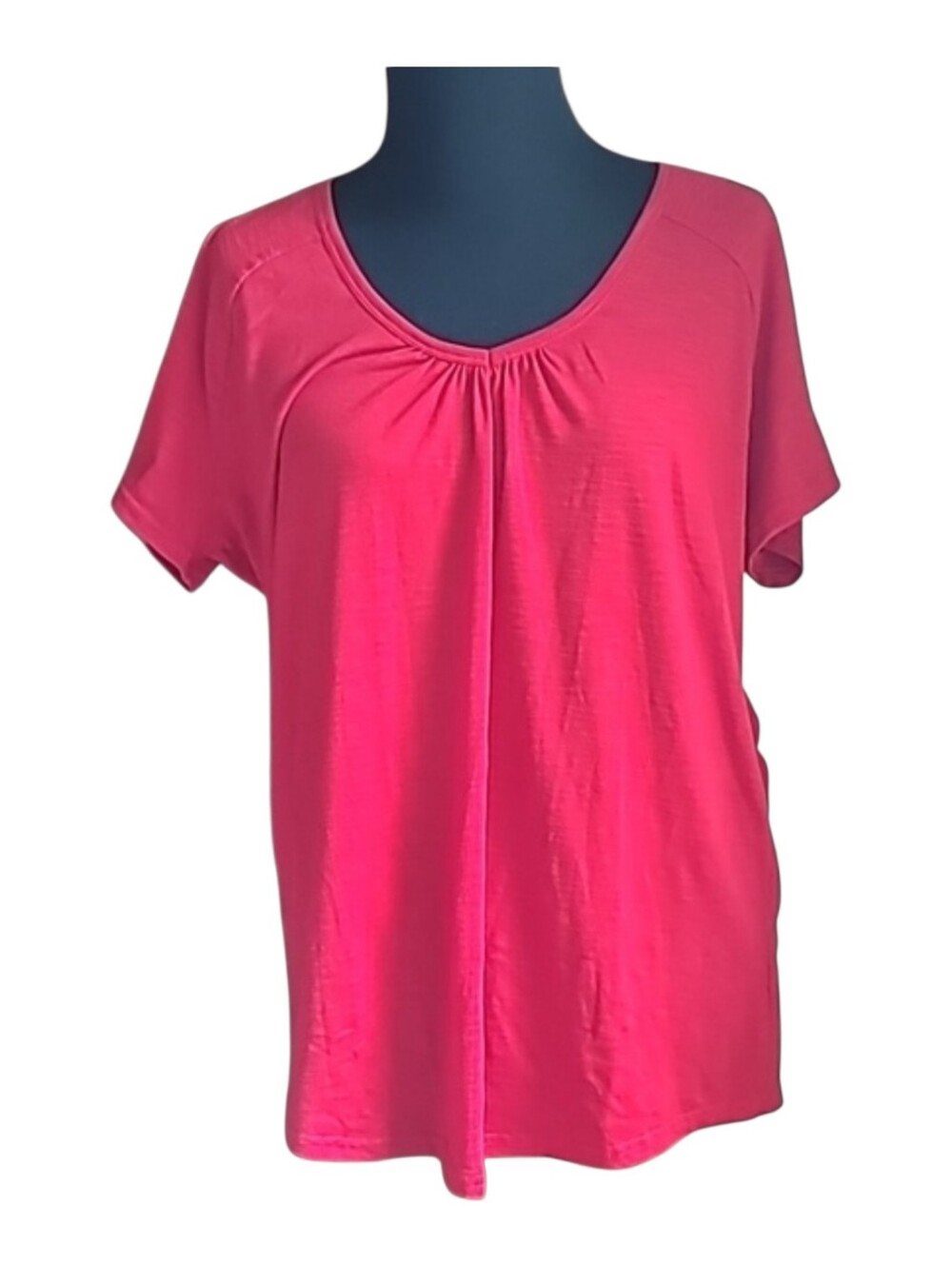 BCG shirt red gathered bottom neckline raglan short sleeves activewear athletic